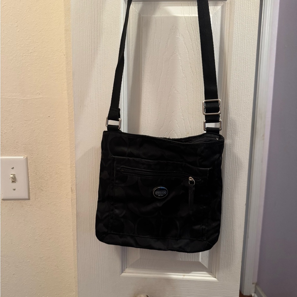 Coach Black Crossbody Bag with Silver Accents